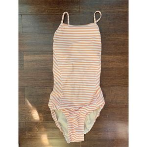 albion peach striped swimsuit